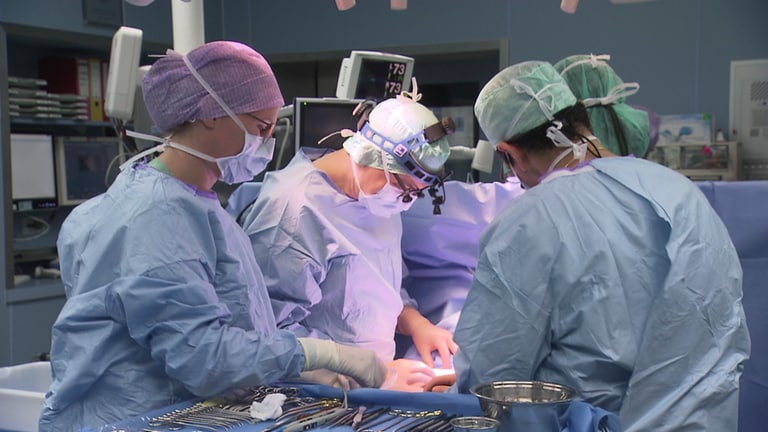 Chirurgen operieren an einem Kinderherz im OP (Foto: SWR)