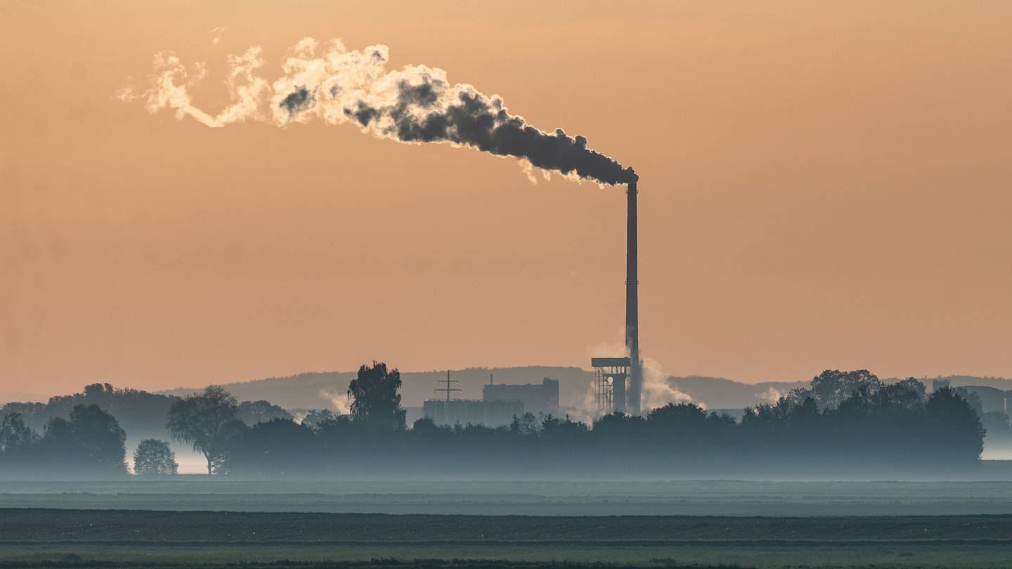 Dampf steigt aus dem Schornstein der Zuckerfabrik von Südzucker auf. (Foto: dpa Bildfunk, picture alliance/dpa | Armin Weigel)