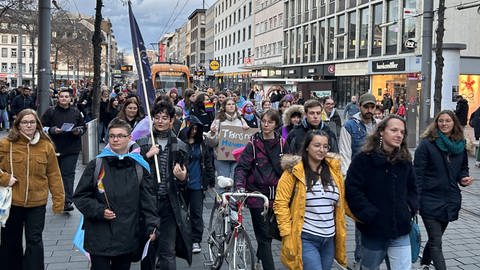 Demo gegen Transfeindlichkeit in Mannheim (Foto: SWR, Monika Regelin)