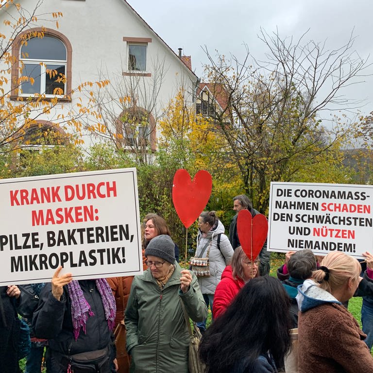 Demonstranten vor dem Amtsgericht Weinheim (Foto: SWR)