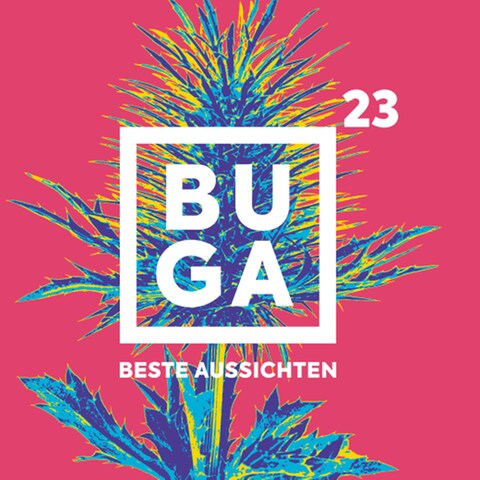BUGA Logo mit Distel im Hintergrund
