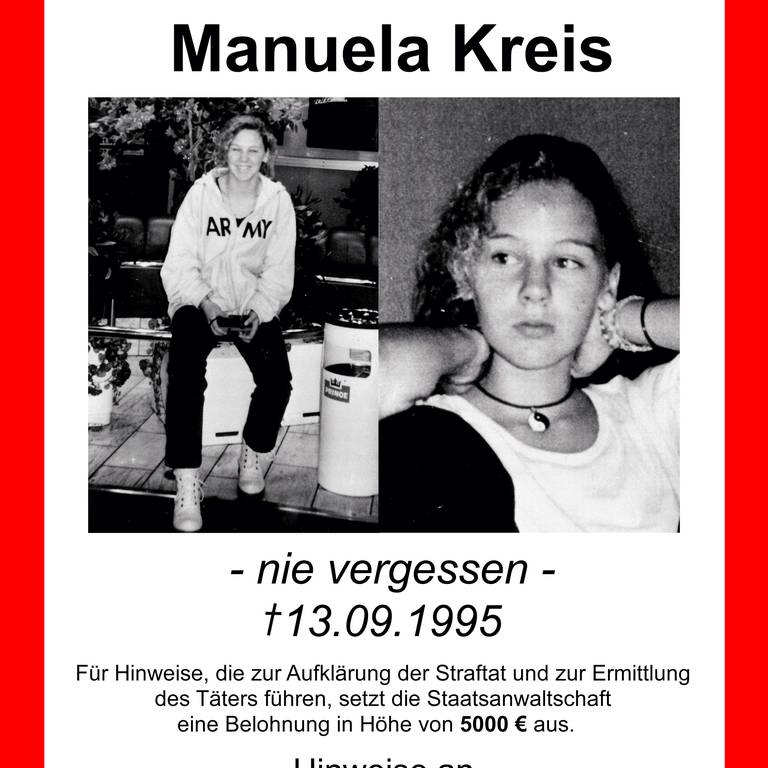 Cold Case Manuela Kreis: Die Polizei hat erneut die Ermittlungen aufgenommen und sucht mit diesem Plakat nach Zeugen