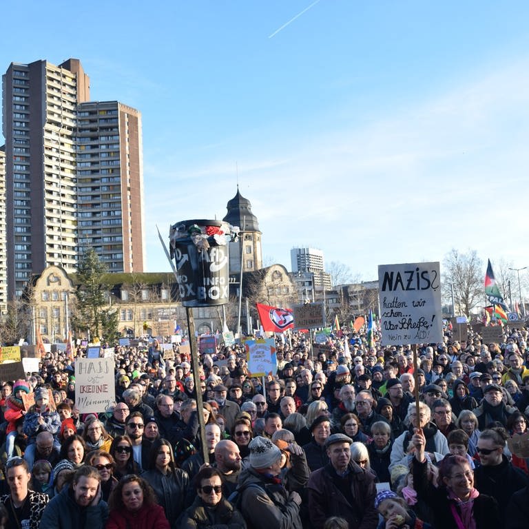Kundgebung gegen Rechtsextremismus in Mannheim (Foto: dpa Bildfunk, picture alliance/dpa | Rene Priebe)
