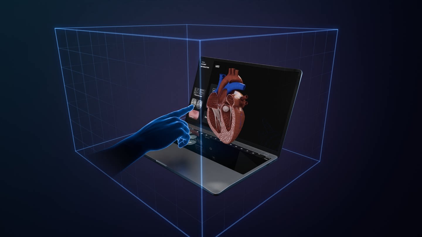 3D-Animation mit Bildschirm mit Hand und 3D-Herz (Foto: AMERIA AG)