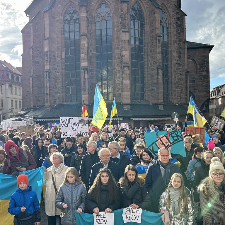 Demonstration in Heidelberg gegen den russischen Überfall auf die Ukraine (Foto: SWR)