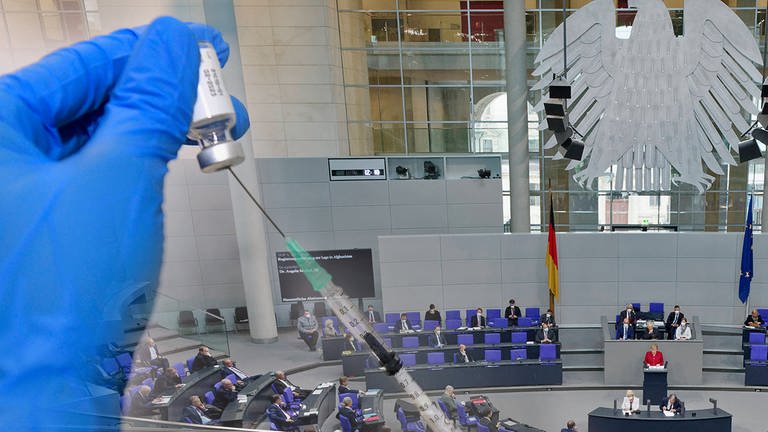Bildmontage, Impfpflicht Abstimmung im Bundestag (Foto: SWR, SWR Bildmontage)