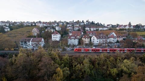 Ein Zug fährt in Stuttgart auf der Gäubahnstrecke (Foto: picture-alliance / Reportdienste, Franziska Kraufmann)
