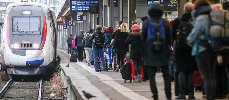 Reisende warten am Bahnhof Stuttgart auf den TGV nach Paris (Foto: dpa Bildfunk, picture alliance/dpa | Christoph Schmidt)