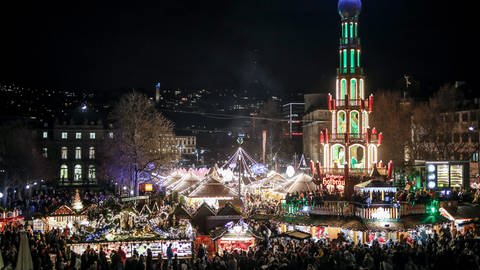 Der Weihnachtsmarkt in Stuttgart im Jahr 2019. (Foto: dpa Bildfunk, picture alliance/dpa | Christoph Schmidt)