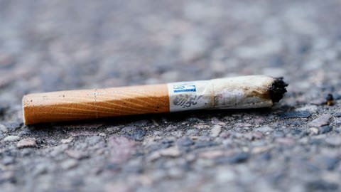 Ein weggeworfener Zigarettenstummel im Park oder auf dem Grünstreifen kann angesichts der Trockenheit auch in der Stadt aktuell zu einem Flächenbrand führen. (Foto: dpa Bildfunk, picture alliance/dpa | Uwe Anspach)