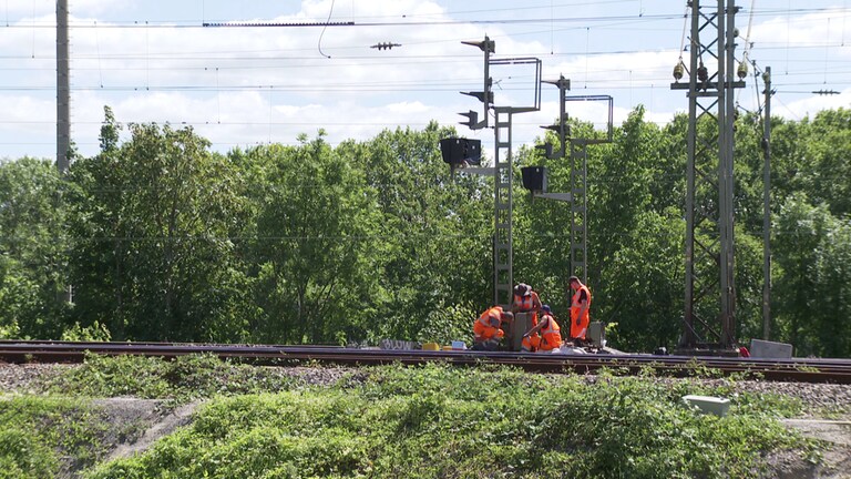 Bahnarbeiter reparieren ein Signal (Foto: SWR)