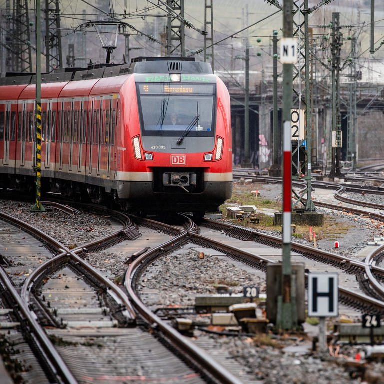 Eine S-Bahn fährt im Schienennetz der Deutschen Bahn. (Foto: dpa Bildfunk, (Archivbild))