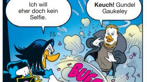 "Die Fantastischen Vier" bekommen es im Micky Maus-Comic mit Gundel Gaukeley zu tun. (Foto: 2022 Egmont Ehapa Media/Disney )