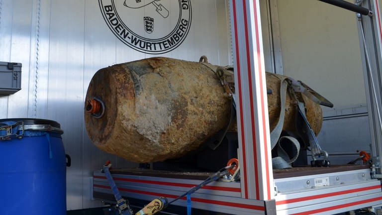 Diese Fliegerbombe wurde am Ortsrand von Leonberg-Gebersheim gefunden und entschärft. (Foto: Stadt Leonberg)