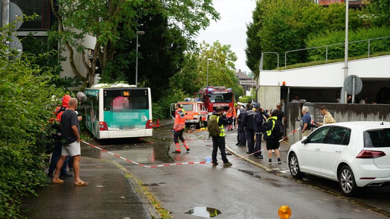 In Nürtingen ist ein Bus gegen einen Baum gefahren.