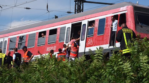Eine Regionalbahn in Südhessen wird evakuiert (Archivbild). (Foto: dpa Bildfunk, dpa | Jürgen Mahnke)