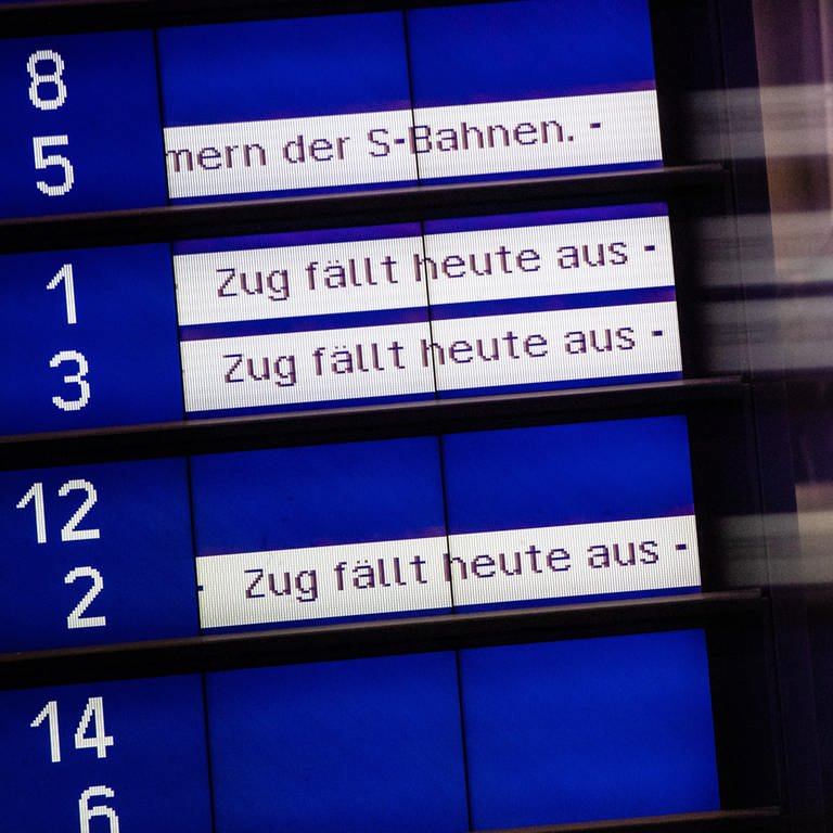 "Zug fällt heute aus" steht auf der Abfahrtstafel am Hauptbahnhof an zahlreichen Zügen geschrieben. Auch im Westen der Pfalz fallen wieder Züge aus.