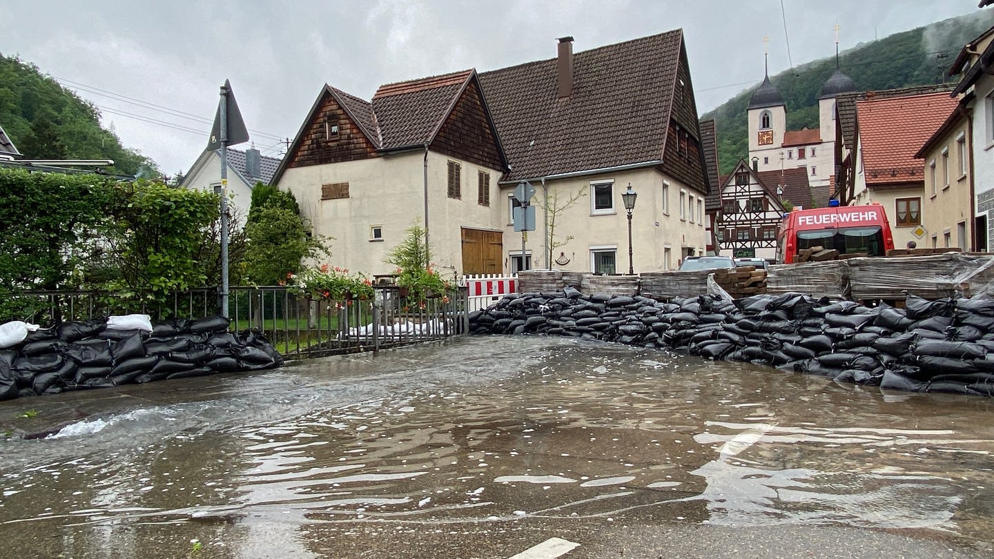 Die Stadt Wiesensteig im Landkreis Göppingen ist besonders stark vom Hochwasser betroffen. (Foto: SWR, Bernice Tshimanga)