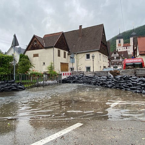 Die Stadt Wiesensteig im Landkreis Göppingen ist besonders stark vom Hochwasser betroffen. 