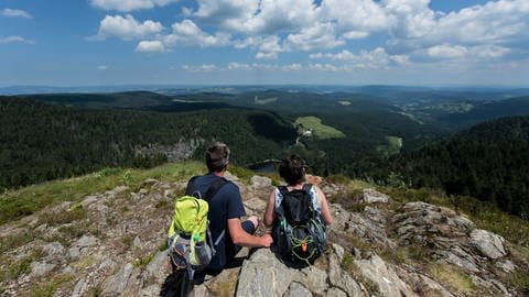 Urlauber auf dem Feldberg: Der Hochschwarzwald ist nach wie vor ein beliebtes Ferienziel. (Foto: dpa Bildfunk, Patrick Seeger)