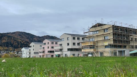 Auf einer Fläche von 1,5 Hektar entstehen im Ebneter Baugebiet Hornbühl-Ost zur Zeit 120 neue Wohnungen. (Foto: SWR, Anita Westrup)
