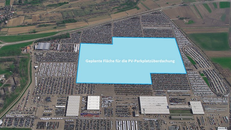 23 Hektar des 100 Hektar großen Mosolf-Geländes in Kippenheim sollen mit Photovoltaik-Modulen überdacht werden. (Foto: Pressestelle, Mosolf-Group)