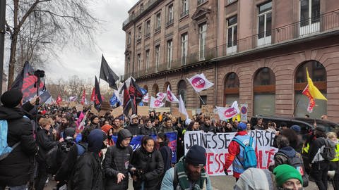 Demonstration gegen die Rentenreform in Straßburg (Foto: SWR, Jessica Hans)