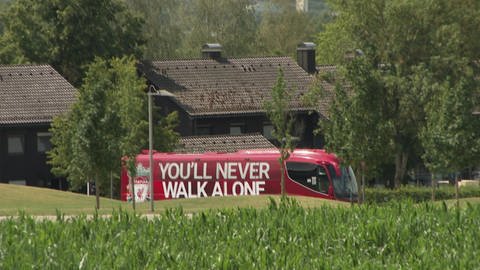 Busaufschrift: you`ll never walk alone (Foto: SWR, Enrico Mock )