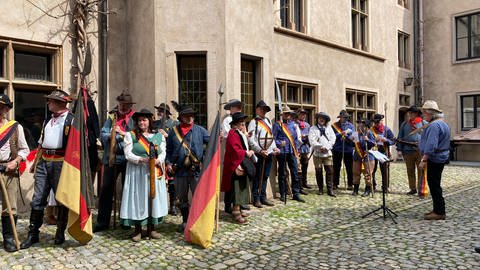 Die Badische Revolution als Historienspiel im Freiburger Regierungspräsidium.  (Foto: SWR, Sebastian Bargon)