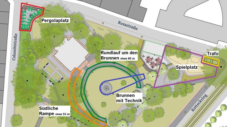 Plan für die Umgestaltung des Colombiparks in Freiburg (Foto: Pressestelle, Stadt Freiburg)