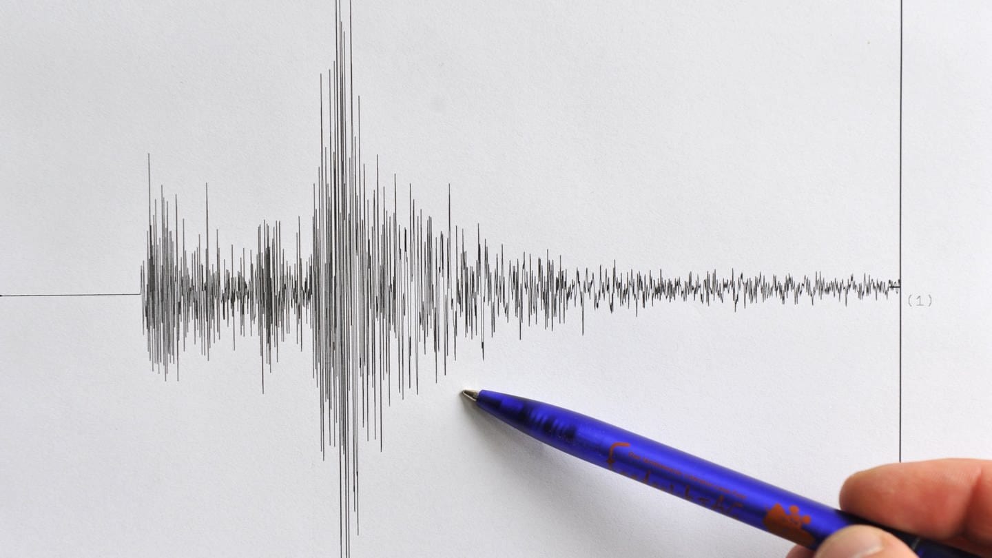 5.05.2009: Das Landesamt für Geologie in Freiburg zeigt ein Seismogramm der Erdbeben-Messstelle in Gaienhofen (Kreis Konstanz) (Foto: dpa Bildfunk, Rolf Haid (Symbolbild))