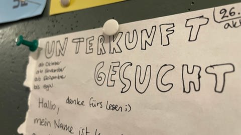"Unterkunft gesucht" - Am Schwarzen Brett der Uni Freiburg hängen momentan viele solcher Gesuche.  (Foto: SWR, Wera Engelhardt)