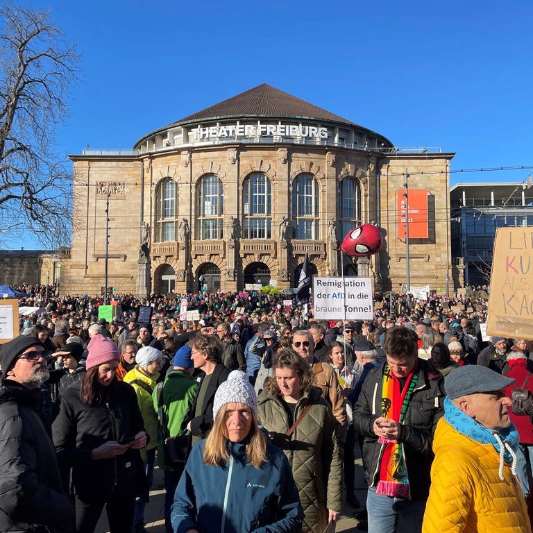 Tausende demonstrieren in Freiburg gegen Rechts (Foto: SWR, Christoph Ebner)