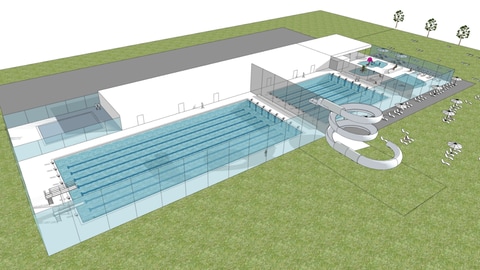 Ein Architekten-Entwurf auf dem eine Variante des möglichen, gemeinsamen Stadtbades in Villingen-Schwenningen zu sehen ist.  (Foto: Stadt Villingen-Schwenningen/ Architekturbüro Fritz)