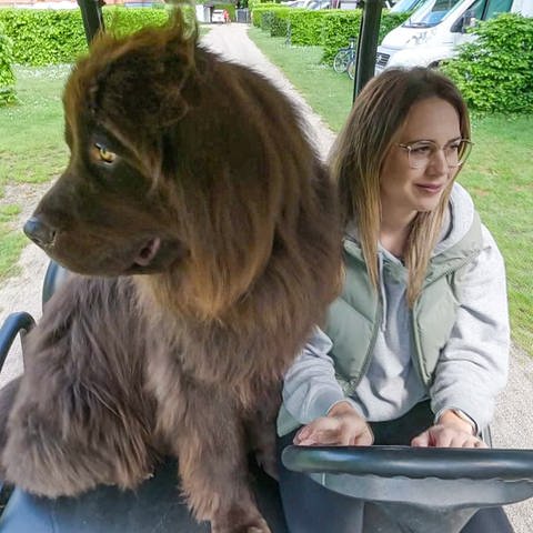Sarah Bahner betreibt einen Campingplatz in Lörrach. Immer mit dabei: Ihr Assistent Hund Bow.