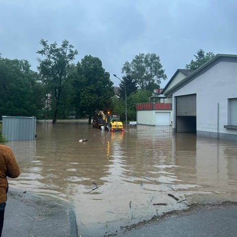 Überflutete Fläche in Deißlingen (Kreis Rottweil)