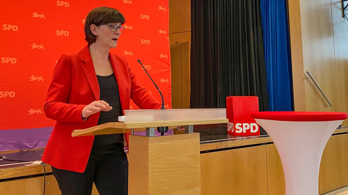 SPD-Chefin Saskia Esken beim Neujahrsempfang des SPD-Kreisverbands Nagold. (Foto: SWR, Magdalena Ebertz)