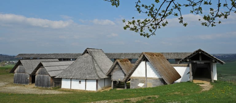 Nachbauten des alten Keltendorfs auf der Heuneburg (Foto: dpa Bildfunk, Patrick Seeger (115465245))