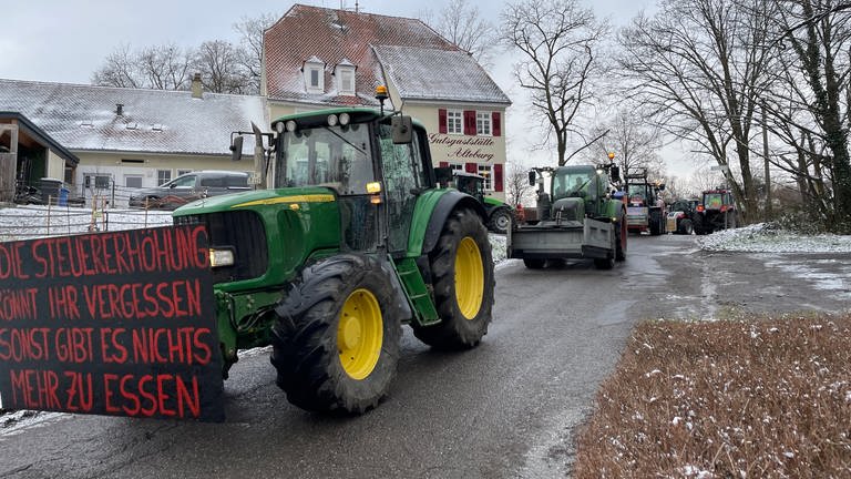 In Reutlingen beteiligen sich ebenfalls Landwirte mit einer Traktorenkolonne an der bundesweiten Protestaktion. (Foto: SWR, Katharina Kregel)