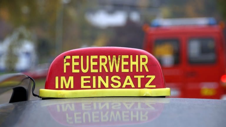 Feuerwehr-Wagen hat Anzeige mit Aufschrift "Feuerwehr im Einsatz" (Foto: SWR)