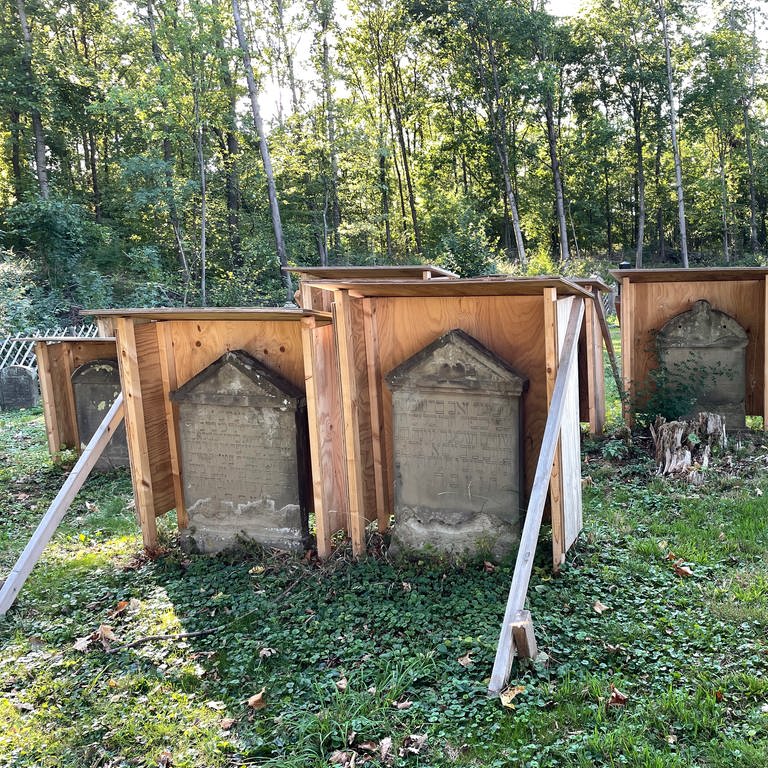 Angegriffene Grabsteine auf dem jüdischen Friedhof Kusterdingen-Wankheim (Foto: SWR, Anna Priese)