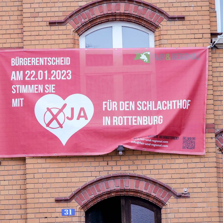 Plakat Bürgerentscheid zum Rottenburger Schlachthof (Foto: SWR, Harry Röhrle)