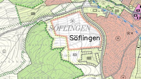 Im Flächennutzungsplan ist markiert, wo der neue Stadtteil entstehen soll.  (Foto: Stadt Ulm, Beschlussvorlage )