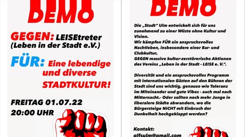 Plakat für Demonstration gegen Leise e.V. von Laut für Kultur Ulm  (Foto: Laut für Kultur Ulm )