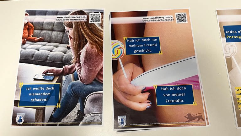 Plakate der Polizei zur Prävention von Kinderpornografie (Foto: SWR)
