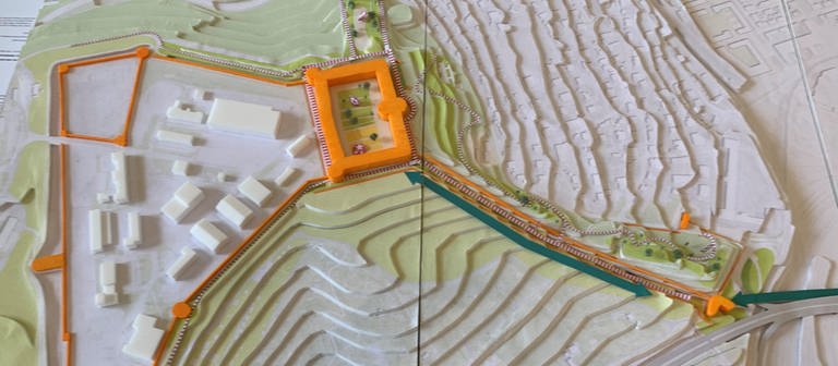 Modell zur Neugestaltung: In Ulm soll der Bereich zwischen Wilhelmsburg und Donau gestaltet werden. (Foto: SWR, Carola Kührig)