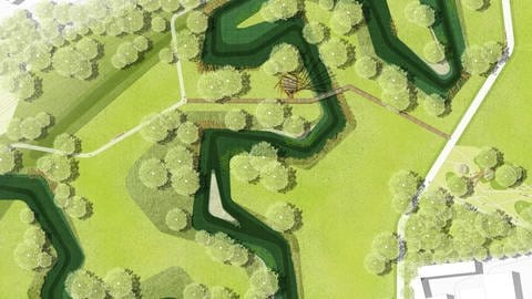 Skizzeplan mit dem Verlauf der Jagst, wie er zur Landesgartenschau in Ellwangen geplant ist (Foto: relais Landschaftsarchitekten)