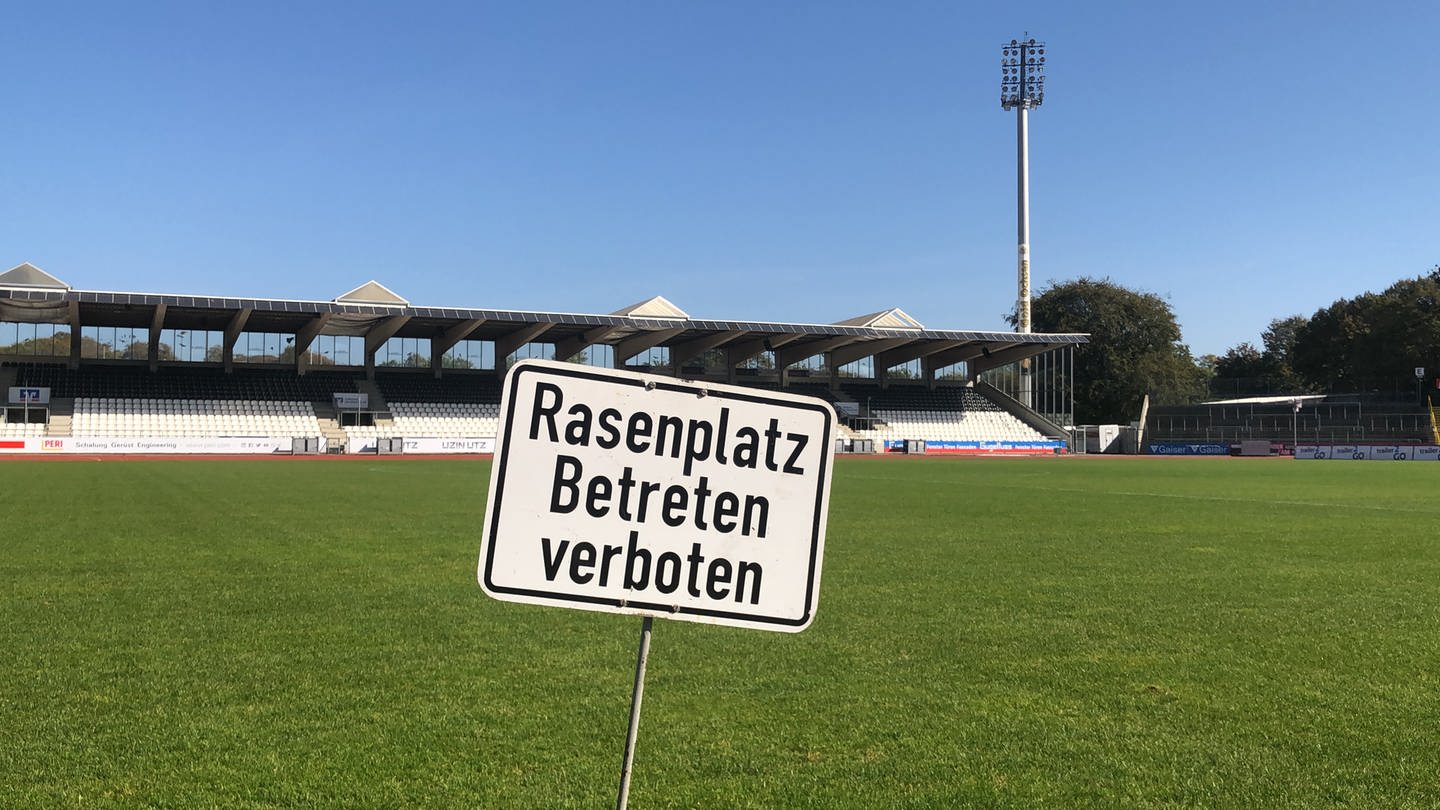 Der Rasen im Donaustadion in Ulm. Die Stadt kritisiert den DFB dafür, dass er für die Spielerlaubnis in der dritten Liga eine Rasenheizung fordert. Der DFB zeigt sich verwundert über diese Kritik. (Foto: SWR, Jürgen Klotz)