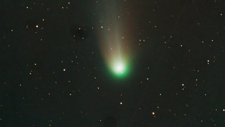 Foto des Kometen "12P PonsBrooks", der noch bis in die erste April-Woche sichtbar ist: Aufgenommen von der Sternwarte Laupheim (Foto: Pressestelle, Sternwarte Laupheim)