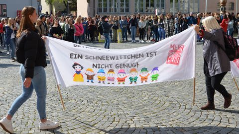 350 Beschäftigte haben sich am Mittwoch am erneuten Kita-Warnstreik in Ulm beteiligt. (Foto: SWR, Christine Janke)
